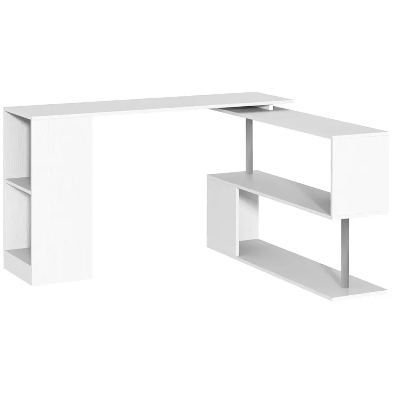 HOMCOM Birou de Colt din Lemn Alb 140x120x78,2cm | Romania