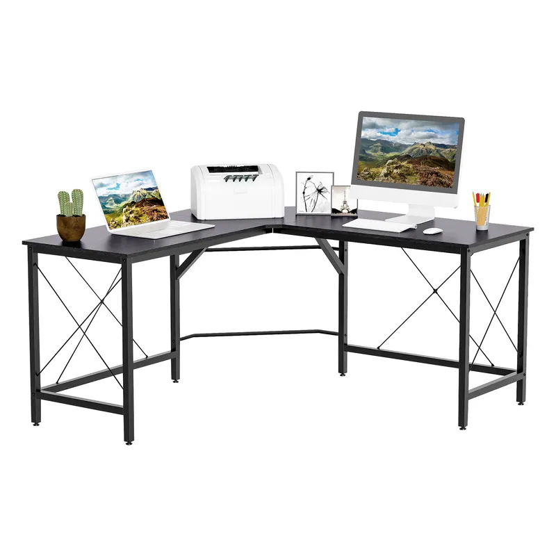 HOMCOM masa birou, forma de L, 150x150x76cm, neagra | Romania