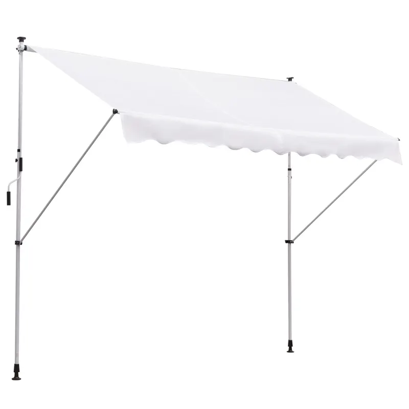 Outsunny Copertina de Perete cu Stâlpi de Sprijin, Protecție UV, Alba, 300x150 cm | Romania