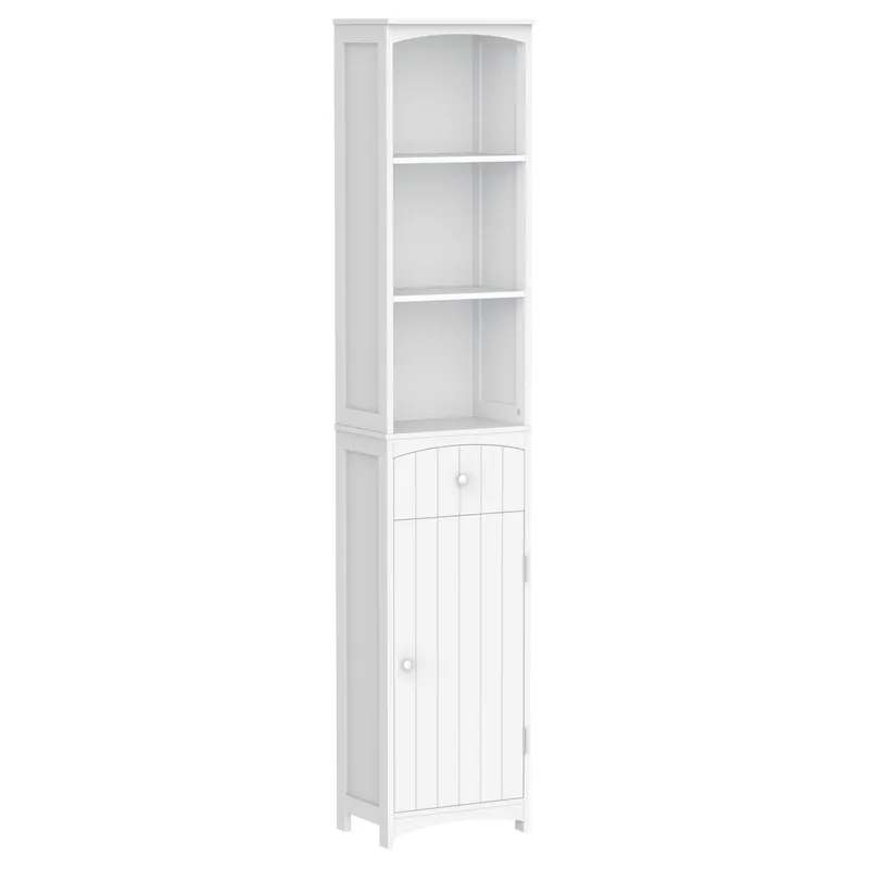 HOMCOM Dulap Înalt de Baie cu 3 Rafturi din MDF, 34x24x170 cm, Alb | Romania