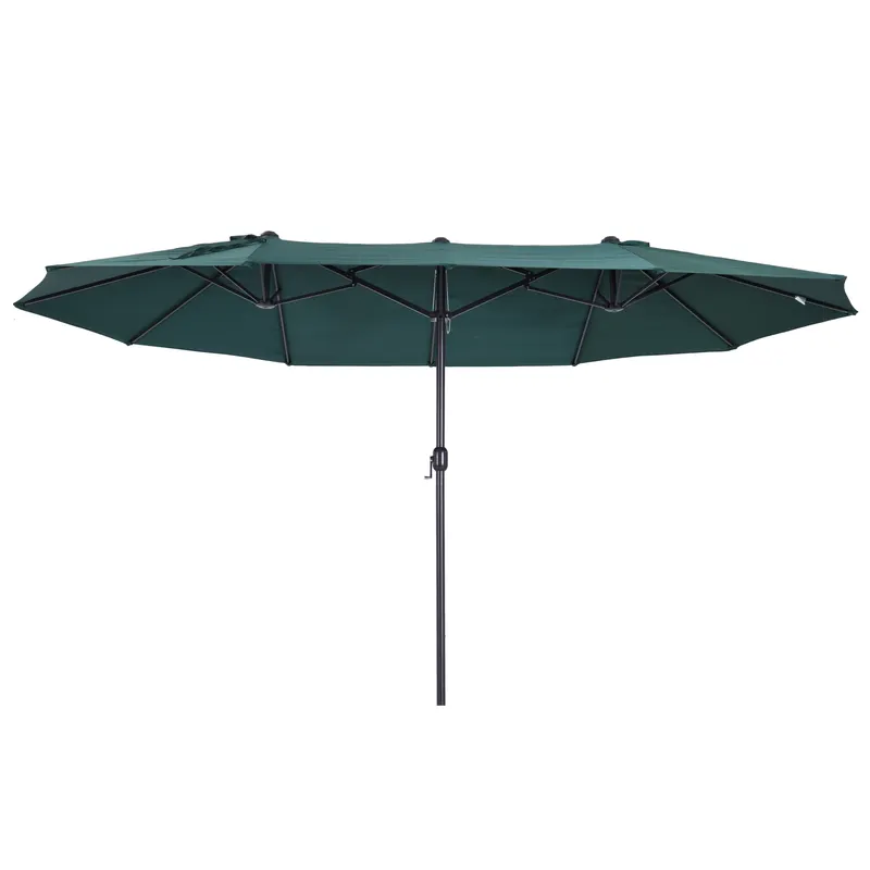 Outsunny Umbrelă Dublă de Grădină, Protecție UV, Manivelă pentru Deschidere, 460x270x240 cm, Verde | Romania