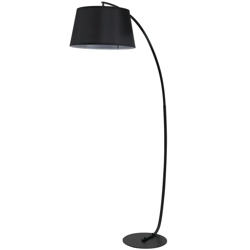 HOMCOM Lampa de Podea Arc Inalta, Design Modern cu Abajur din Tesatura si Baza Metalica, Comutator cu Pedala, Negru | Romania
