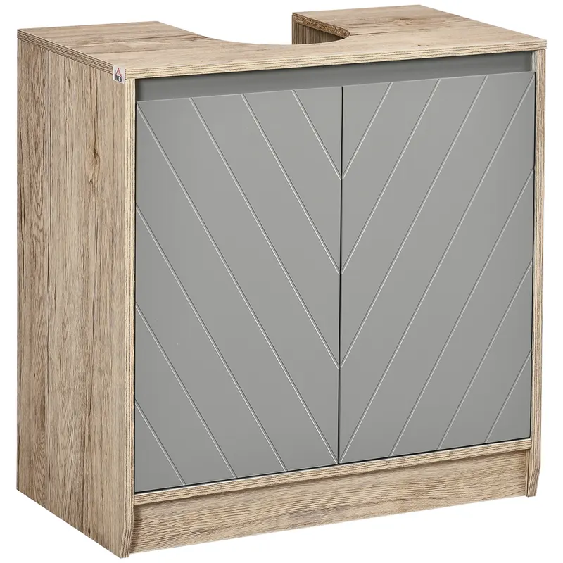 HOMCOM Masca Chiuvetă Baie Rafturi Reglabile Două Uși Bază Înălțată MDF 60x30x60cm Gri | Romania