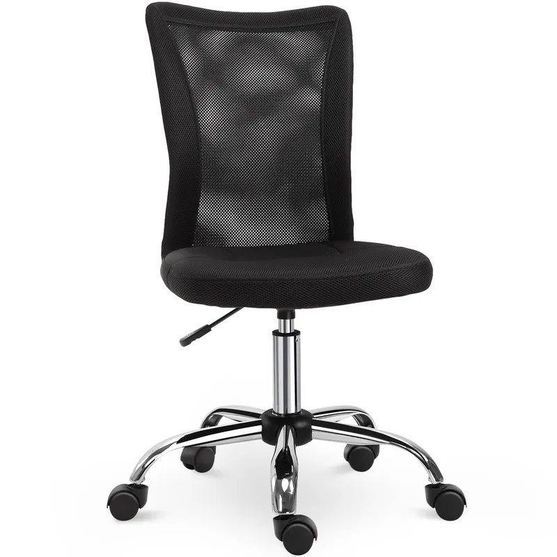 Vinsetto Scaun de Birou Ergonomic Rotativ Fara Cotiere, Inaltime Ajustabila cu 5 Roti Spatar Transpirant, Negru, 43x46x100cm | Romania