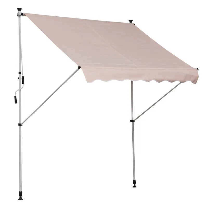 Outsunny Copertină Retractabilă cu Manivelă, Protecție UV, Cadru Telescopic și Unghi Reglabil, Ideal pentru Grădină și Terasă | Romania