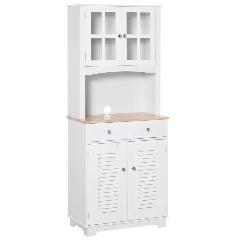 HOMCOM Dulap de Bucătărie Compact, Design Modern, Spațiu de Stocare, 68x39.5x170 cm, Alb | Romania