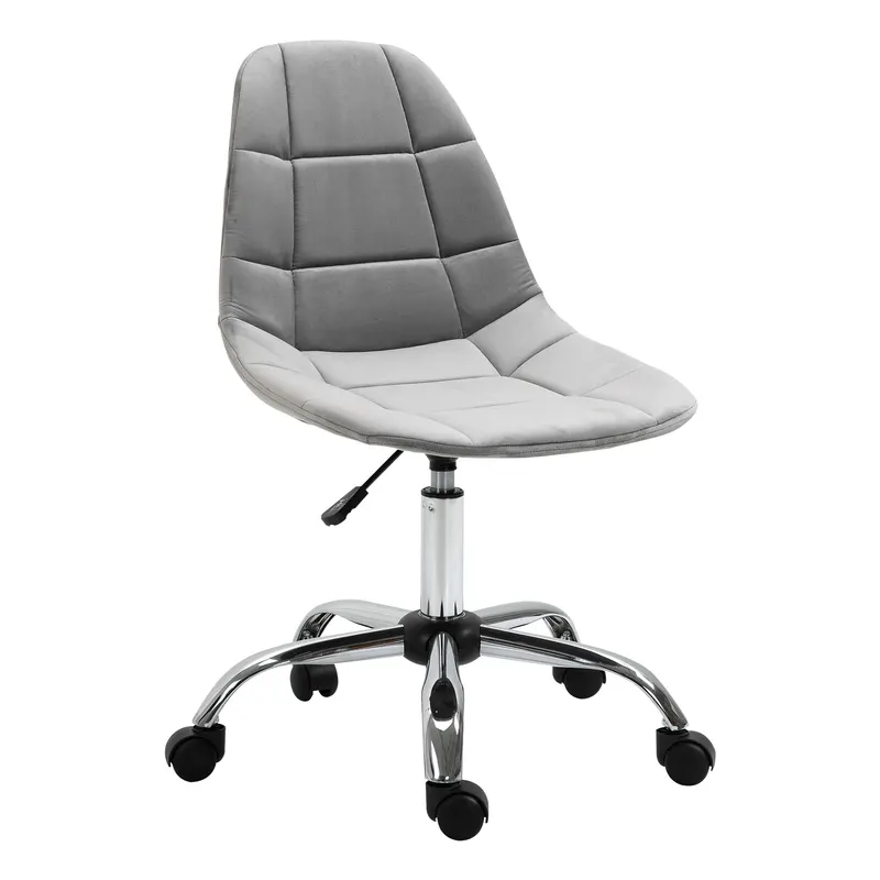 Vinsetto Scaun Ergonomic Rotativ cu Bază cu 5 Roți, Înălțime Ajustabilă, Comfortabil, Gri, Dimensiuni 59x59x81-91cm | Romania