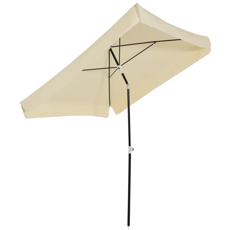 Outsunny Umbrelă de Grădină Pătrată, Reglabilă și Portabilă, Acoperiș Pătrat, 2x2m, Crem, Ușor de Asamblat | Romania