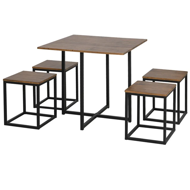 Set HOMCOM Masă și Scaune Industrial pentru Bucătărie, Design Modern, Spațiu Optimizat, Ideal pentru Micile Apartamente | Romania