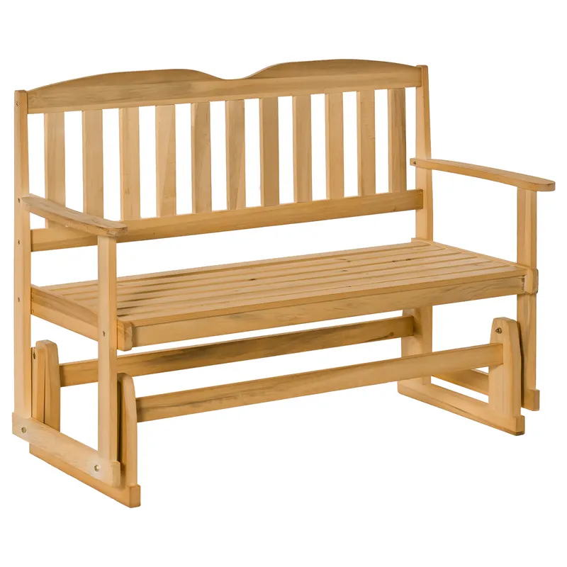 Outsunny Bancă Balansoar pentru Exterior, 2 Locuri, Design Clasic, din Lemn de Brad, cu Cotiere | Romania