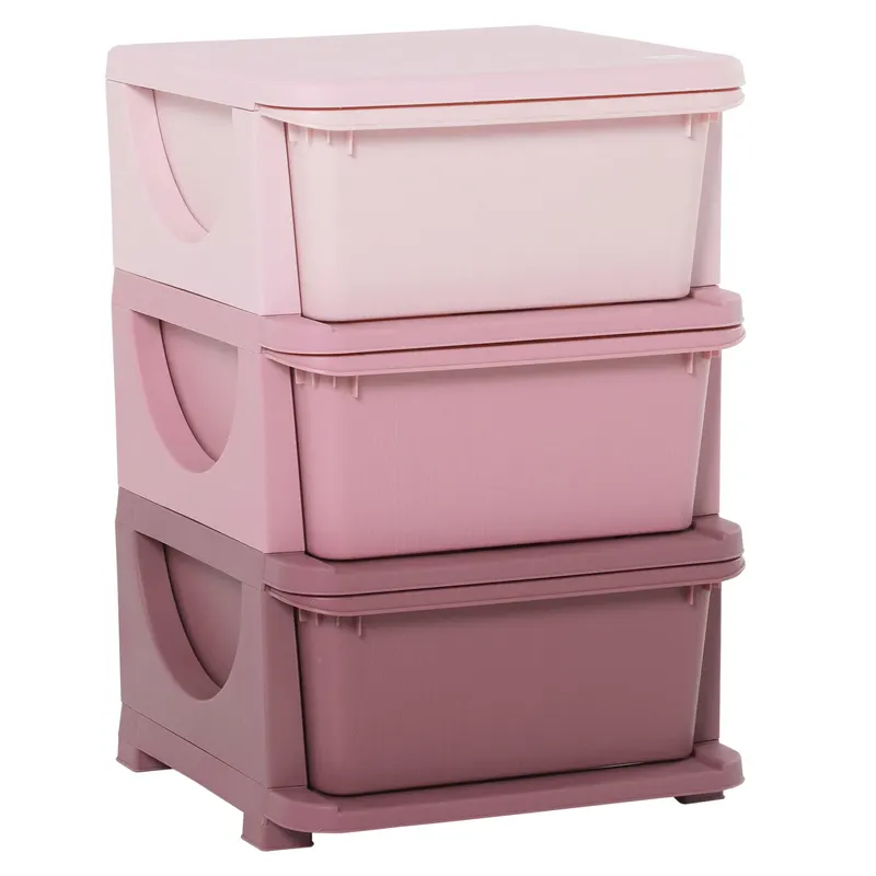 Comoda pentru depozitare, Organizare, pentru camera copilului, din PP sigur si netoxic 37x37x56.5 nuante de roz HOMCOM | Romania