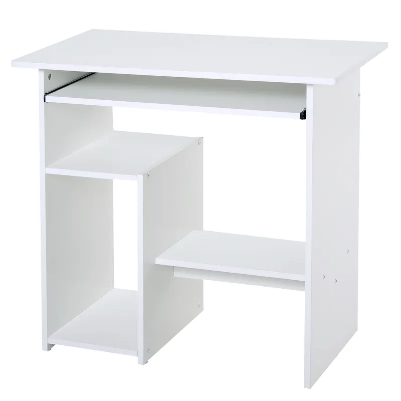 HOMCOM Birou Ergonomic Spațiu Optimizat, Alb, PAL/Metal, 80x45x75cm | Romania