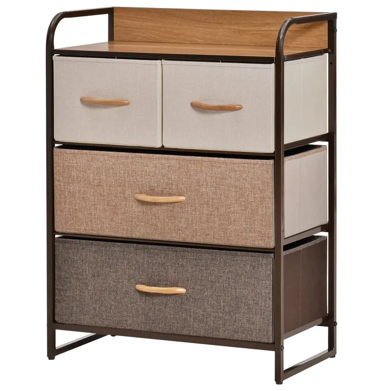 HOMCOM Comodă cu 4 Sertare Pliabile și Raft, Mobilier pentru Camera de Zi și Dormitor, 58x29x78.5 cm, Multicolor | Romania