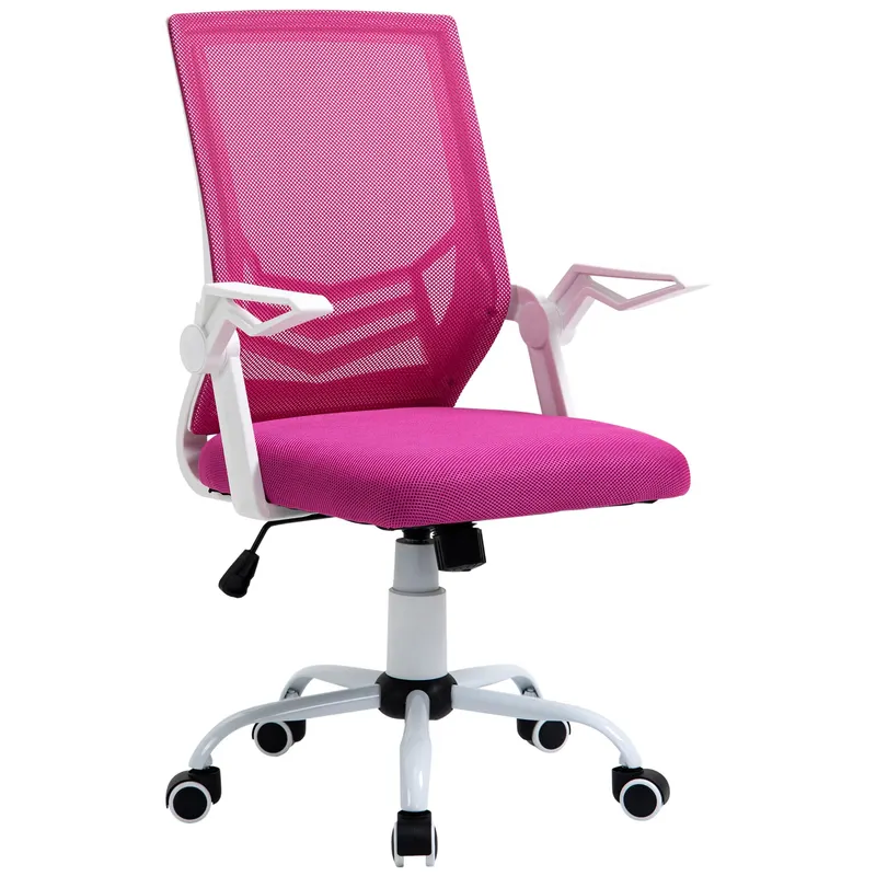 Scaun de Birou Ergonomic Vinsetto cu Cotiere si Suport Lombar, Pivotant, Inaltime Reglabila, Tesatura Roz | Romania