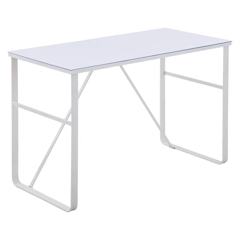 HOMCOM Birou Modern pentru Computer, PC, din Metal Alb și Sticlă Securizată, 120x60x74.5cm | Romania