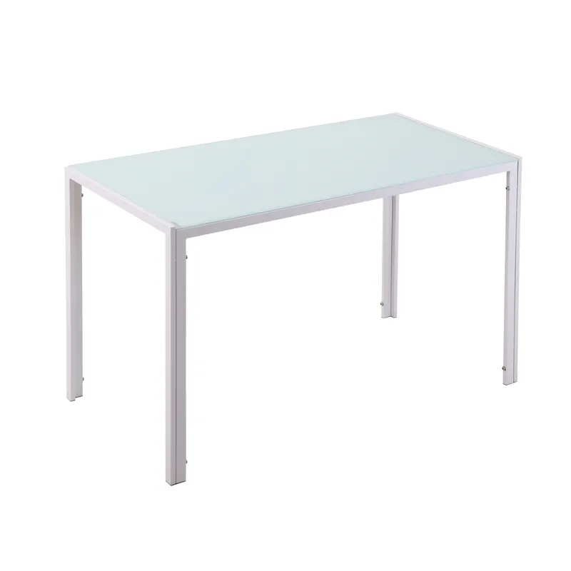 HOMCOM Masă Dreptunghiulară pentru 4 Persoane din Metal și Sticlă Securizată, 120x60x75 cm, Alb | Romania