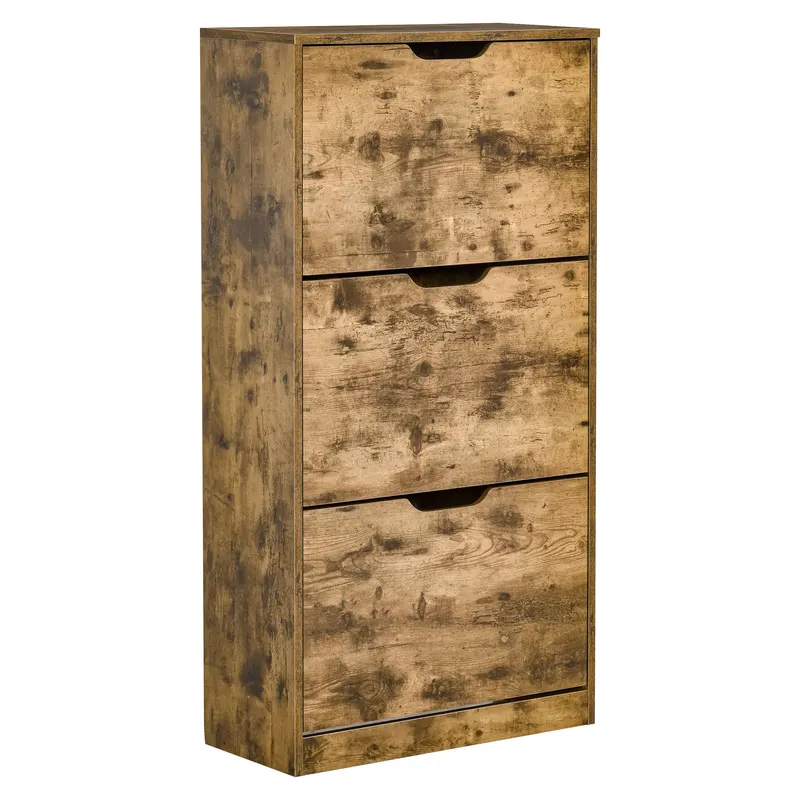 Suport Pantofi HOMCOM cu Design Eficient pentru Economisire Spațiu, 3 Uși, Polițe Reglabile, 62.5x26x117.5 cm, Lemn | Romania