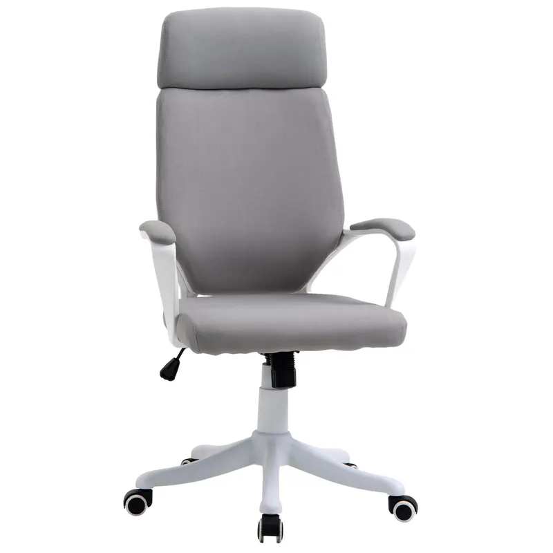Scaun de Birou Pivotant cu Tetiera, Inaltime Reglabila, Functie de Balansoar, ridicare pneumatica 63x65x113-123cm, Gri Deschis Vinsetto | RO