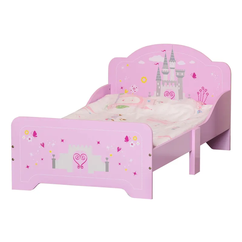 HOMCOM Pat Copii Design Sigur cu Margini Rotunjite și Sine Laterale, 3-6 Ani, 143x73x60cm | Romania