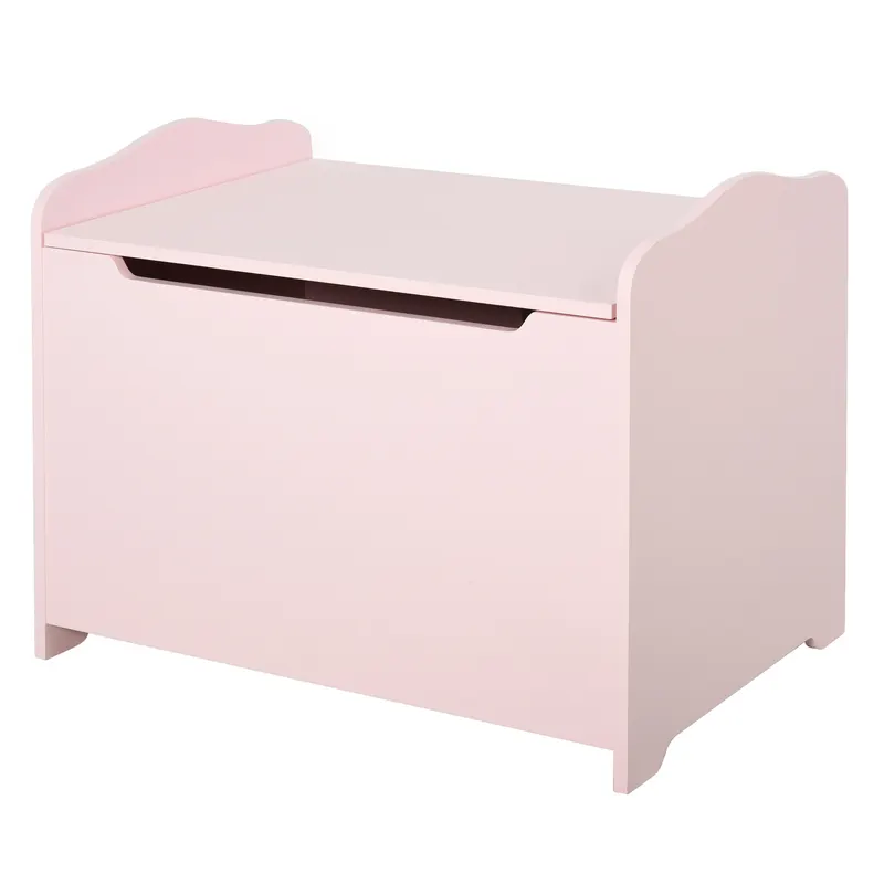 HOMCOM Bancă Depozitare Jucării Copii, Capac Pneumatic, Lemn, 60x40x48cm, Roz | Romania
