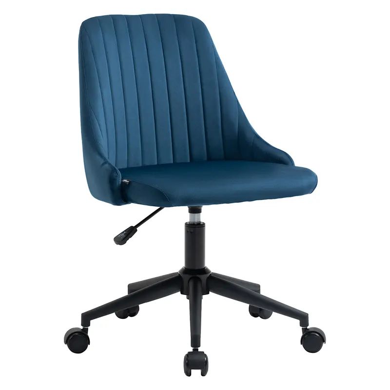Vinsetto Scaun Birou Ergonomic, Pivotant 360°, Înălțime Ajustabilă, Catifea Albastră, 50x58x77-85cm | Romania