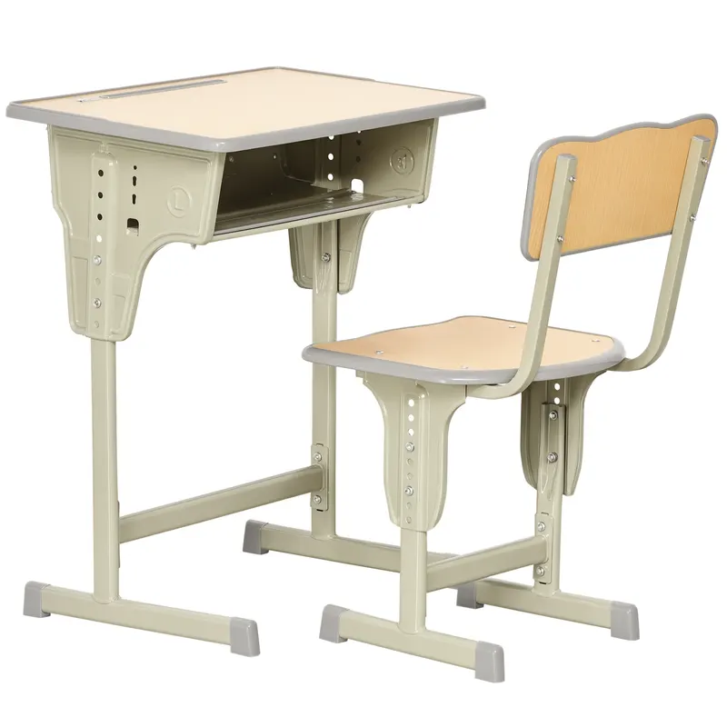 HOMCOM Set Masa Si Scaune Copii Bancă și Scaun Reglabil pentru Copii 6-12 Ani Ergonomic Romania