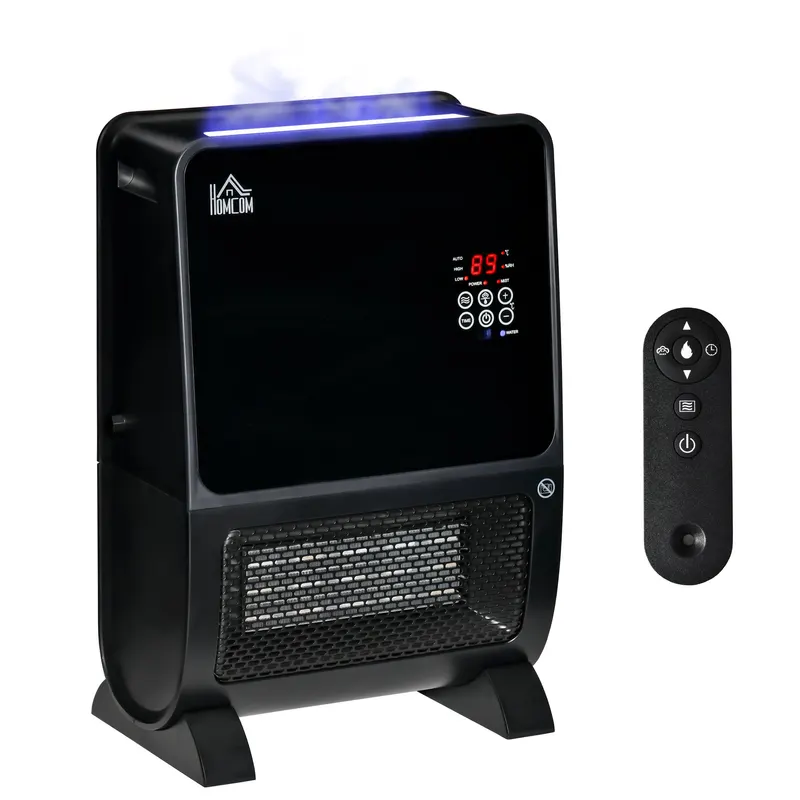 Soba Electrica 2 în 1 cu Umidificator, incalzitor cu Lumină LED in 3 Culori si Ultraviolete, Temporizator si Telecomanda HOMCOM | Romania