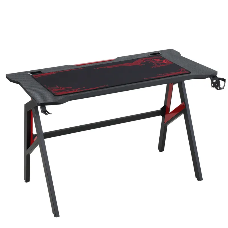 HOMCOM Birou Gaming Ergonomic cu Mouse Pad și Spațiu pentru Accesorii, Design Modern, 120x58x75cm, Roșu și Negru | Romania