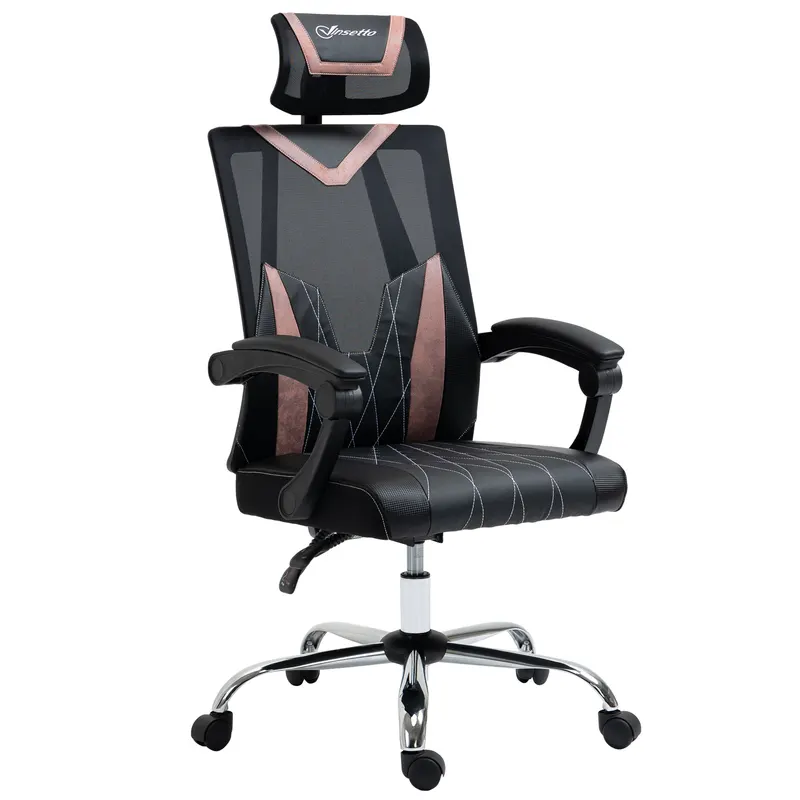 Vinsetto Scaun de Birou Ergonomic, Gri, Înclinabil, cu Suport Lombar, Design Modern | Romania