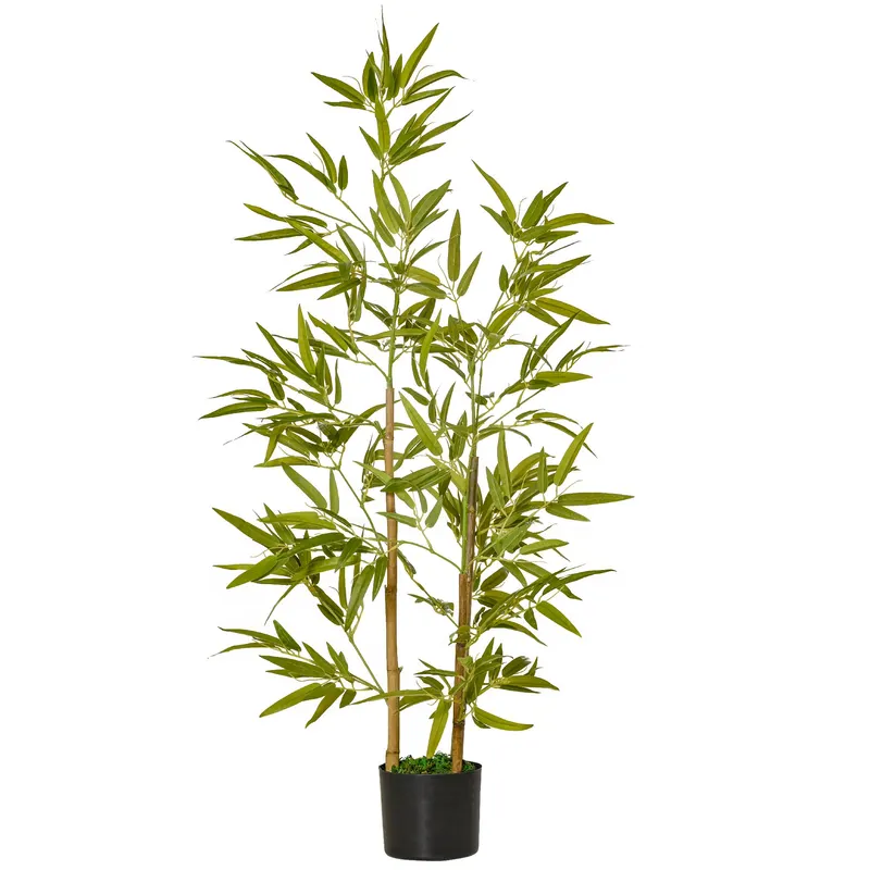 HOMCOM Bambus Artificial Luxuriant în Ghiveci, 120 cm, 336 Frunze Verzi, Decor Elegant Interior/Exterior | Romania