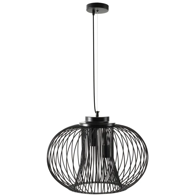 HOMCOM Lustră de Plafon Modernă cu Suport E27, Înălțime Reglabilă, Design Elegant Negru, Ideală pentru Living și Salon, Plafonieră Suspendată | România