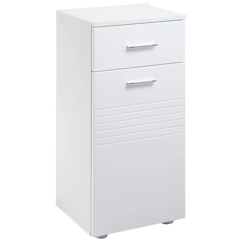 Kleankin Mobilier Baie cu Sertar și Dulap, 1 Ușă, Design Multifuncțional, Lemn, 35x30x77.5 cm, Alb | Romania