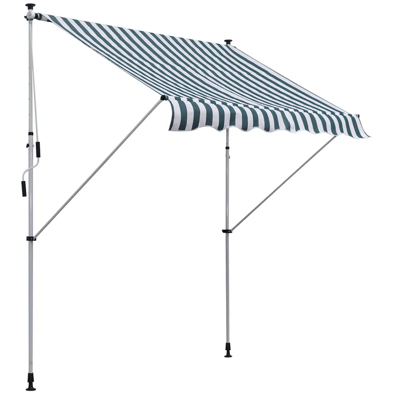 Outsunny Copertina Retractabilă pentru Terasă și Grădină, Rulou cu Manivelă, Design Modern, Alb și Verde, 200x150 cm | Romania