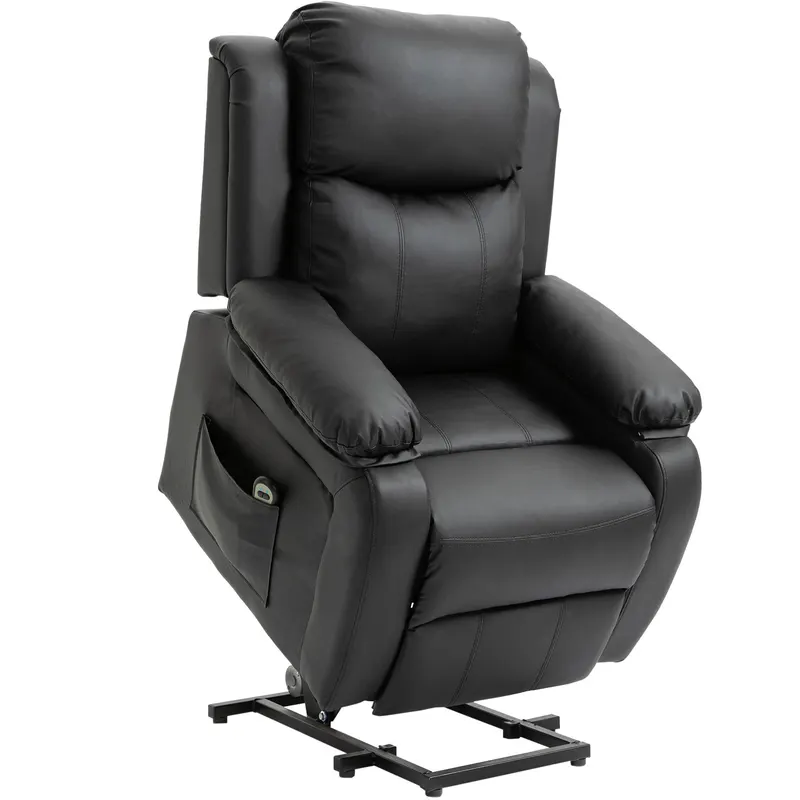 HOMCOM Fotoliu Relax Electric cu Ridicare și Reclinare 160°, Telecomandă, 76x90x105 cm, Negru | Romania
