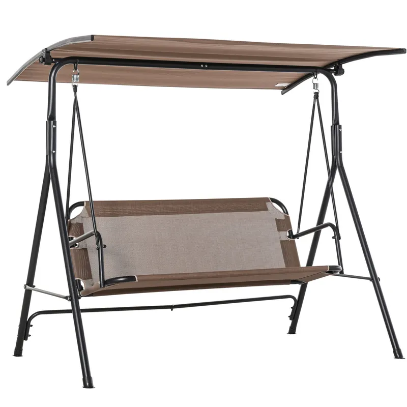 Balansoar de Gradina 3 Locuri Outsunny, Metal si Textilen, Maro 172x110x155cm | Romania