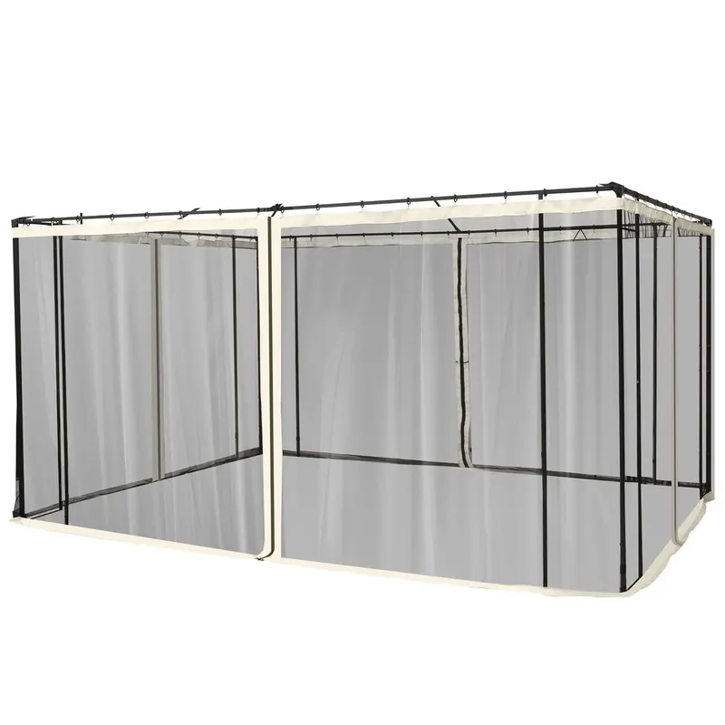 Plasa de Tantari pentru Corturi Outsunny, 4 panouri Universale cu Balamale, 335x207cm, Negru si Bej | Romania