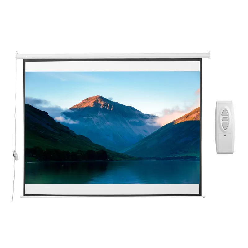 HOMCOM Ecran Proiecție Motorizat 120 Inch pentru Home Cinema, Sistem de Rulare Ușor, Calitate Superioară, Alb | Romania