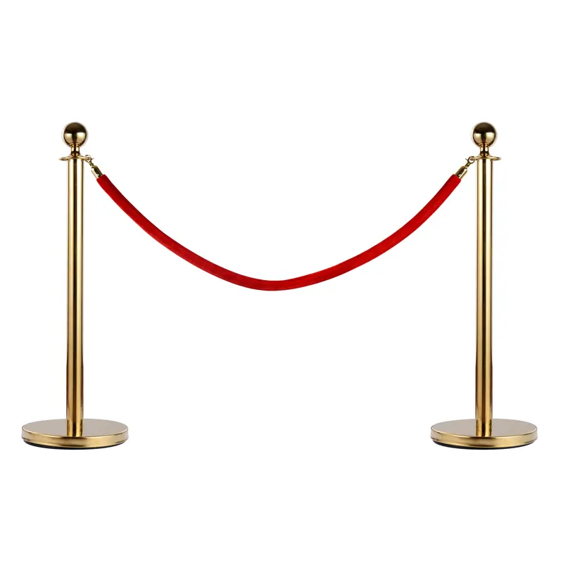 Separator de coloane format din 2 stalpi din otel inoxidabil si un cablu de flanela Ф32x95cm auriu, rosu HOMCOM | Romania