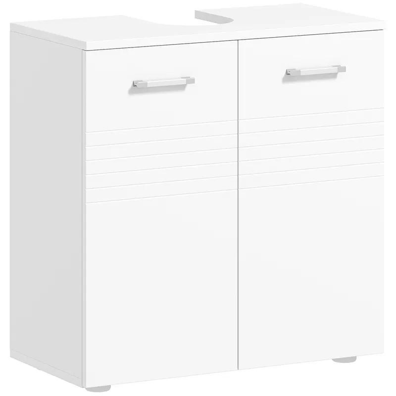 Mobilier Baie Subchiuvetă Kleankin cu 2 Uși, Spațiu de Stocare Eficient, din Lemn, Alb, 60x30x62.5cm | Romania