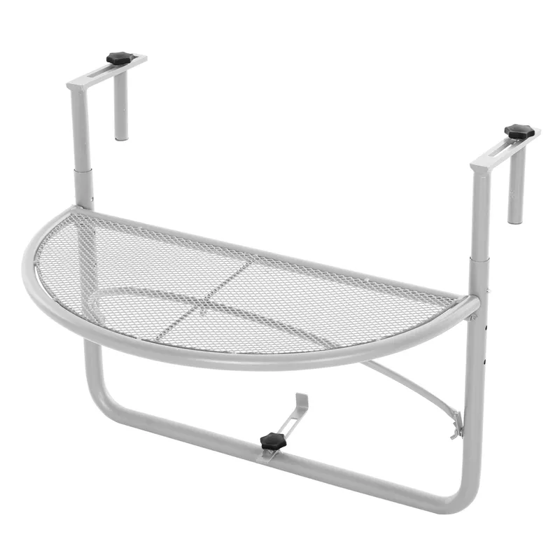 Outsunny Măsuță Pliabilă pentru Balcon din Metal, Reglabilă pe 3 Înălțimi, Ideală pentru Spații Mici, 60x45x50cm, Albă | Romania