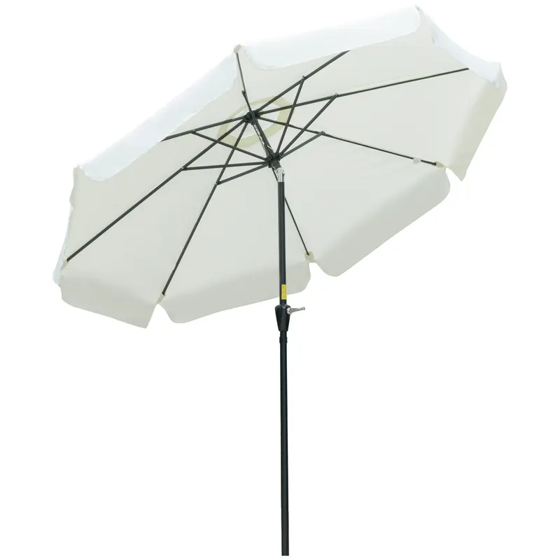 Outsunny Umbrelă Rotundă Rabatabilă pentru Grădină și Terasă, Protecție UV 50+, Φ266x250cm, Nuanță Bej | Romania