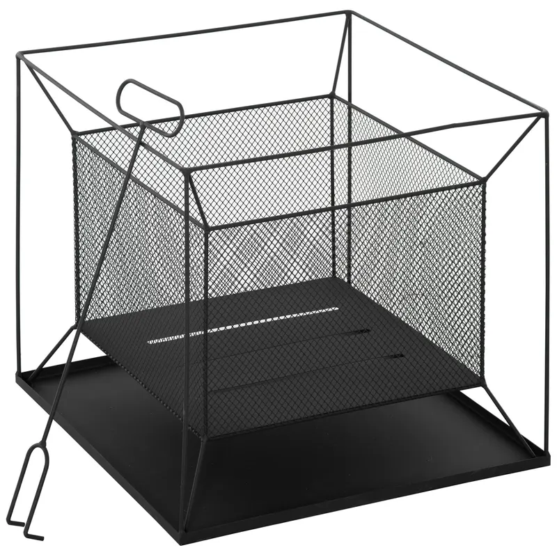 Outsunny Brazier Portabil pentru Grădină din Metal, Design Suspendat, Ideal pentru Seri la Foc, 45x45x43cm, Negru | Romania