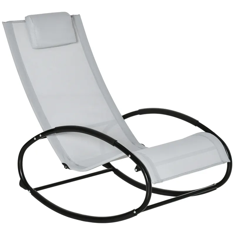 Outsunny Sezlong Ergonomic Zero-Gravity, Design Modern cu Pernă, Material Tesatura Confortabil, Gri | Romania