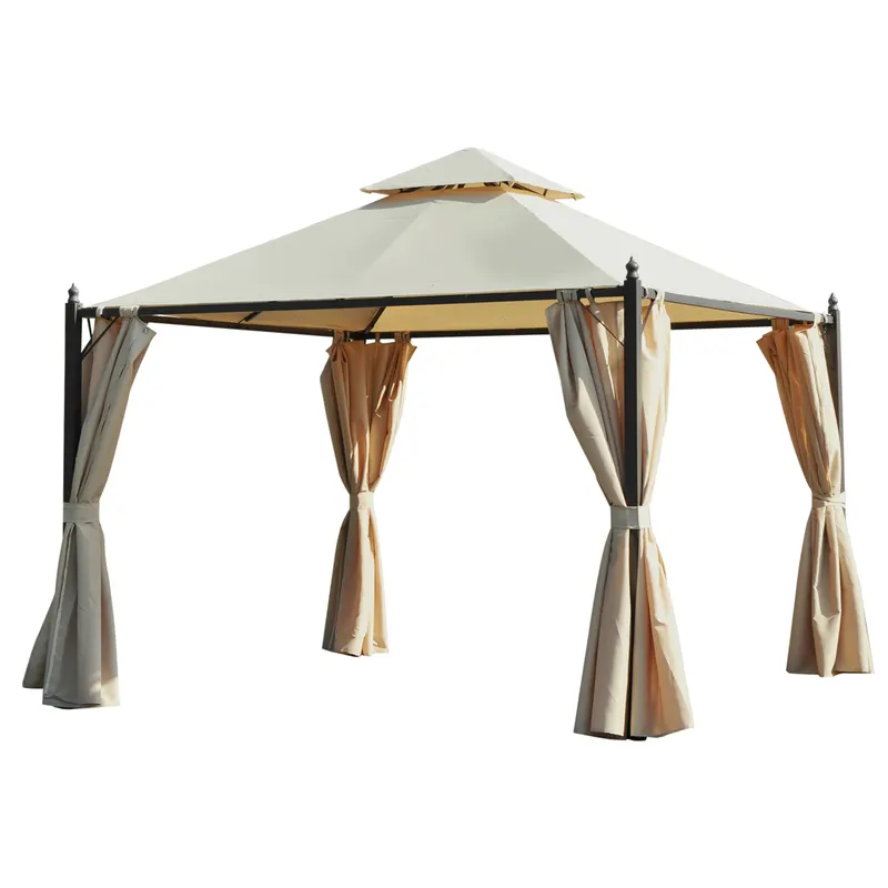 Foisor de Gradina Impermeabil Outsunny 3x3m cu 4 Panouri Laterale Bej | Romania