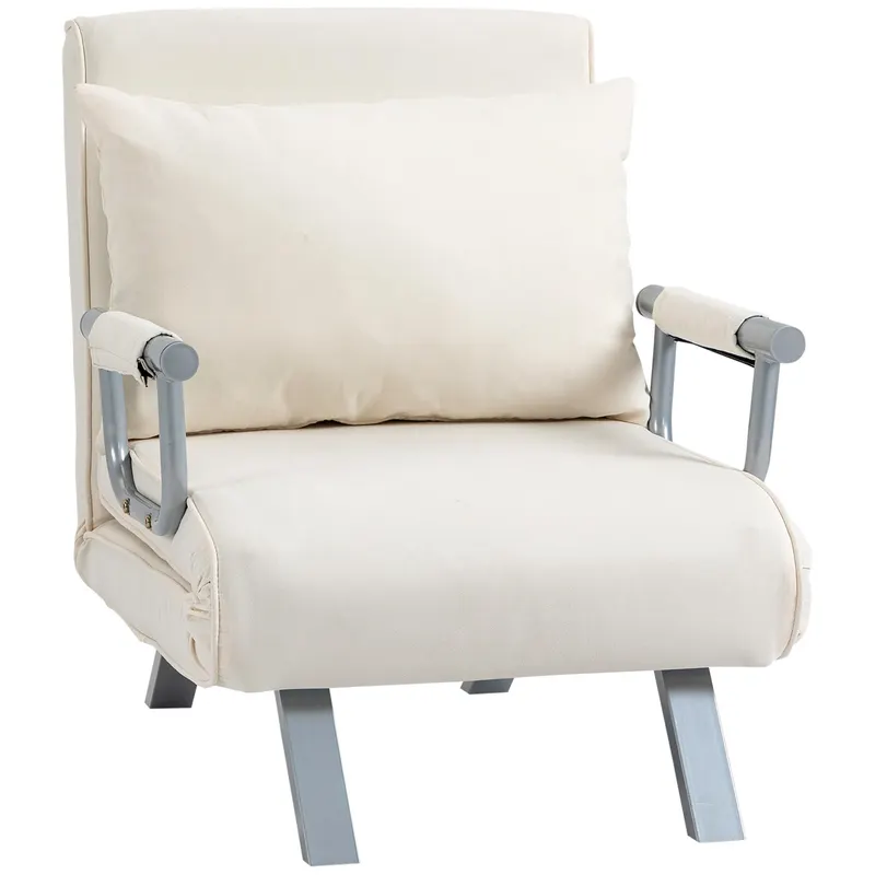 Fotoliu pat extensibil Modern HOMCOM 2 in 1 cu spatar reglabil pe 5 nivele, 65x69x82cm | Romania