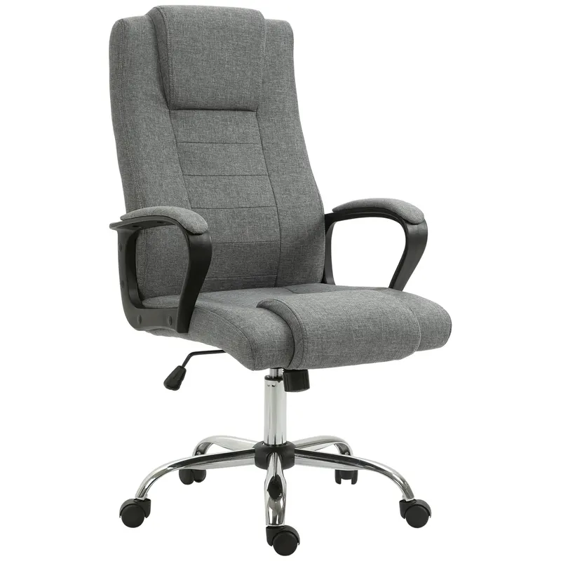 Vinsetto Scaun Birou Ergonomic cu Basculare, Înălțime și Înclinare Reglabilă, Capacitate 120 kg, 62x76x110-119 cm, Gri | Romania