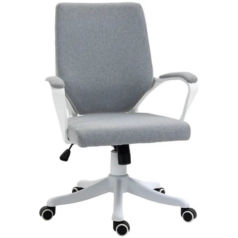 Scaun de Birou Ergonomic, Inaltime Reglabila si Functie de Balansare, Fotoliu Pivotant cu Roti, 62x69x92-102cm, Gri Alb Vinsetto | Romania