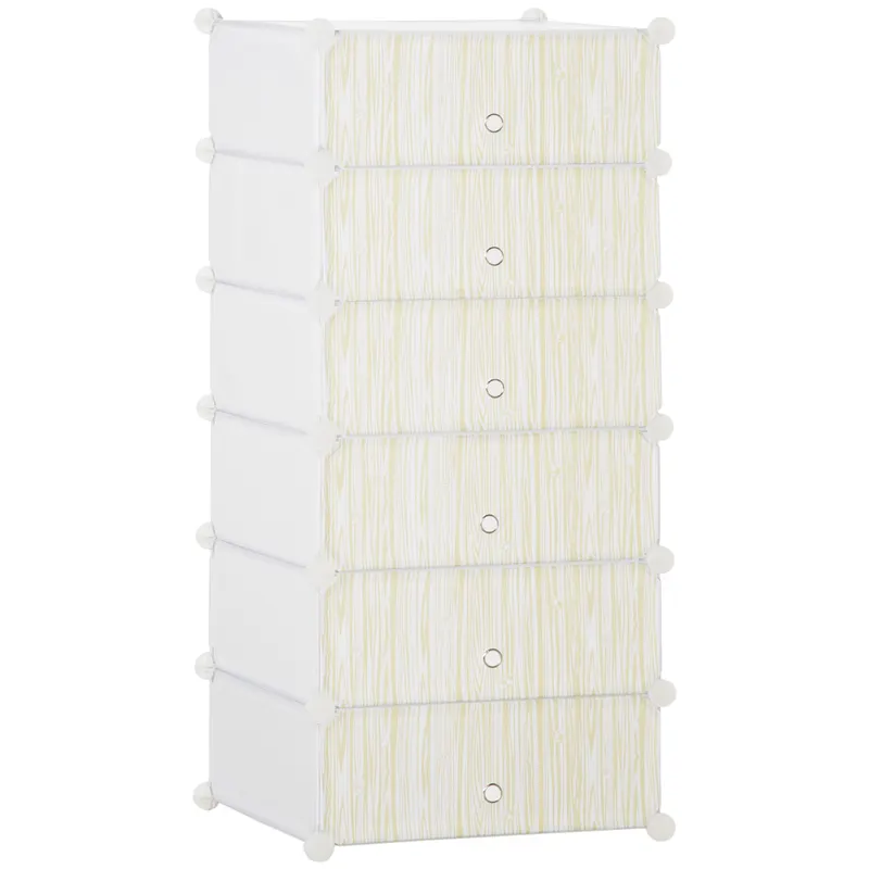 HOMCOM Mobilier Modular pentru Încălțăminte, 6 Cuburi Design Semicristal din PP și ABS, 45x35x17cm, Alb, Soluție Compactă | Romania