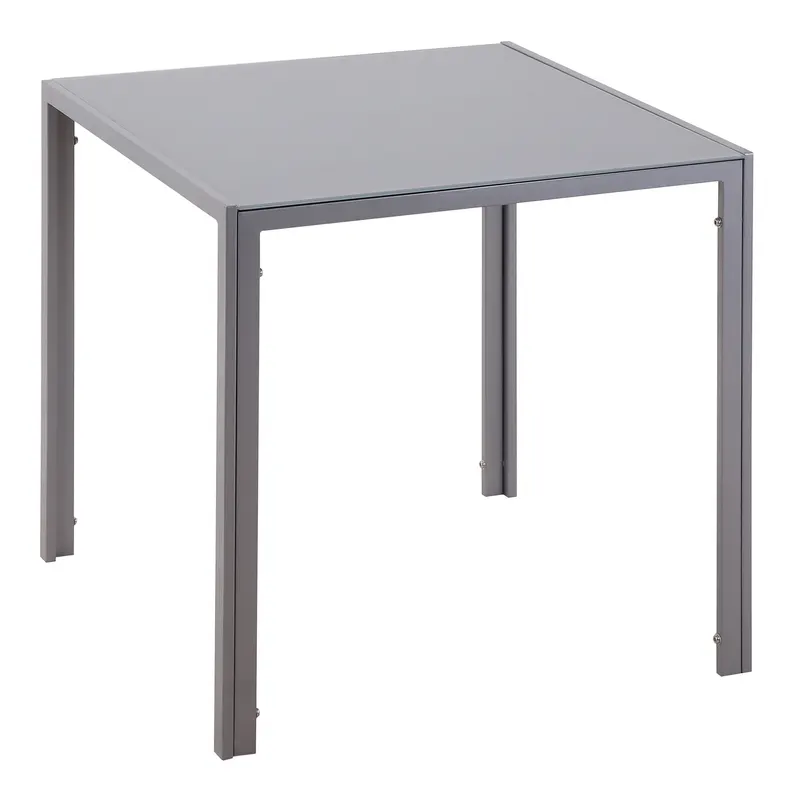 HOMCOM Masă Bucătărie pentru 4 Persoane din Metal și Sticlă Securizată, 75x75x75 cm, Gri | Romania