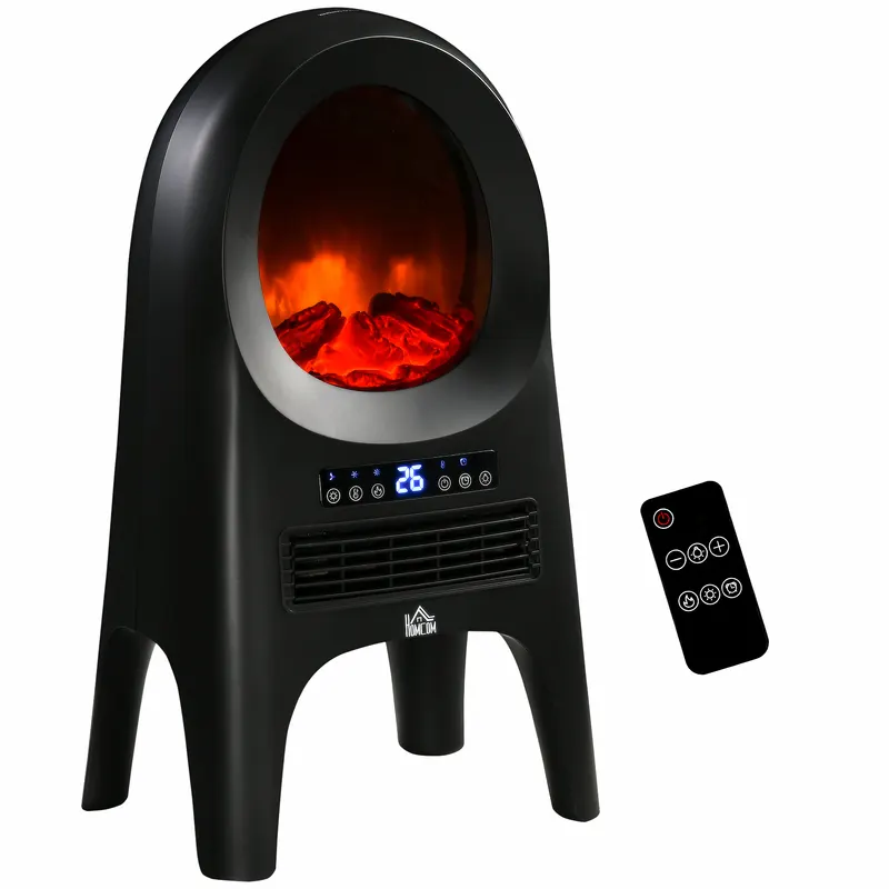 HOMCOM Încălzitor cu Ventilator cu 3 Moduri de Încălzire și Temperatură Reglabilă, Aparat de Încălzire, 33,7x25,5x60,4 cm, Negru | Romania